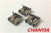 广州过2A电流USB母座DIP90度后两脚插板4p引脚端子贴片SMD功率18W