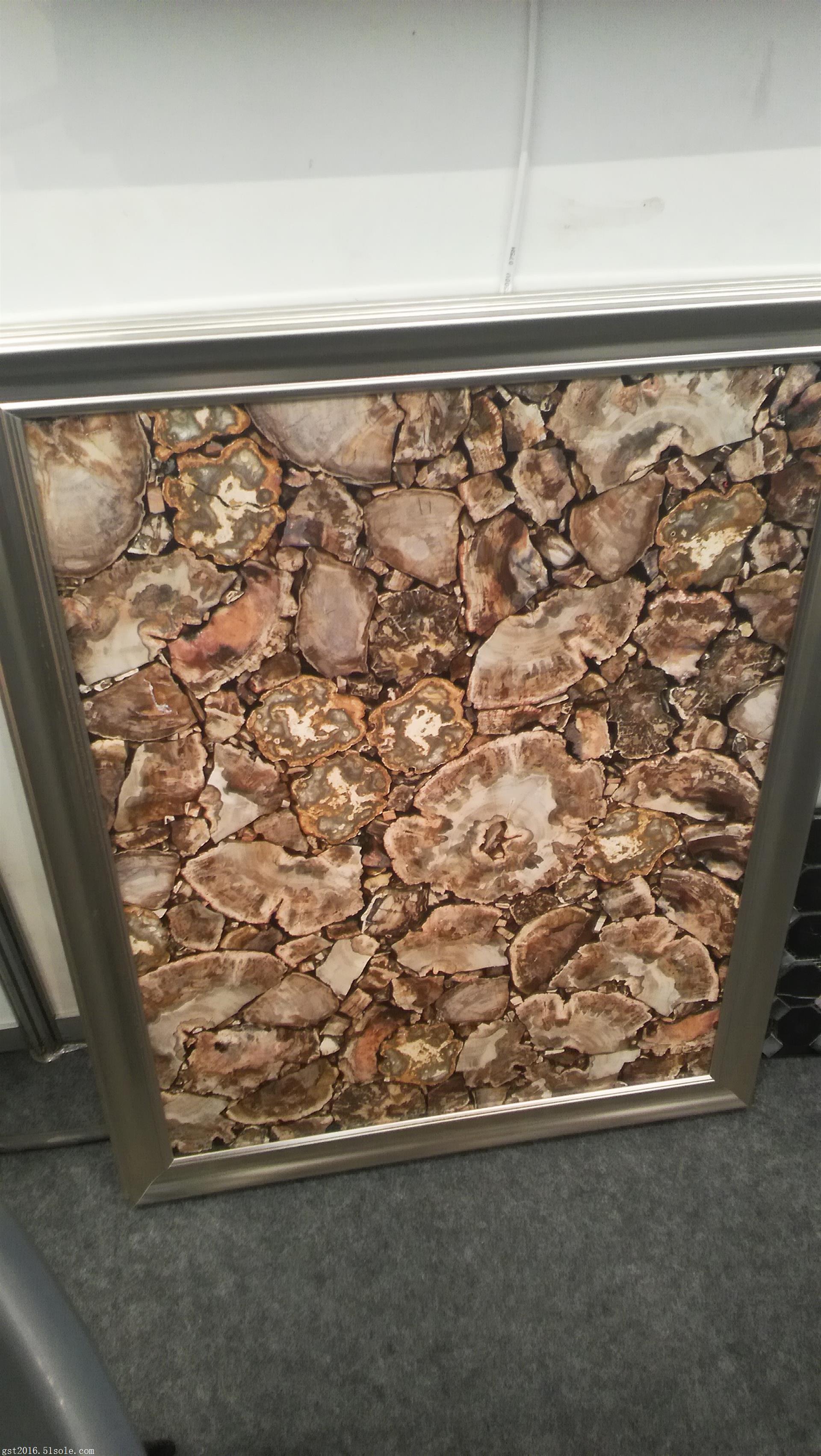 天然半宝石板木化石装饰板背景墙