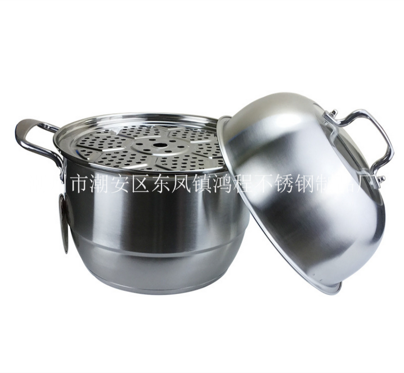 不锈钢三层蒸锅双篦复底蒸锅 加厚多用不锈钢锅 韩式蒸锅礼品