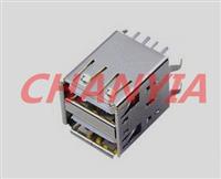 双层USB母座AF型直立式180度K脚插板2A大电流快充18W厂家KD35S