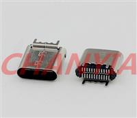 Type-C母座USB3点1厂家直立式180度插板全自动机生产24P贴片GT5