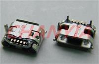 南山牛角型micro-USB母座接口BF连接器大电流2A电子针灸充电接口