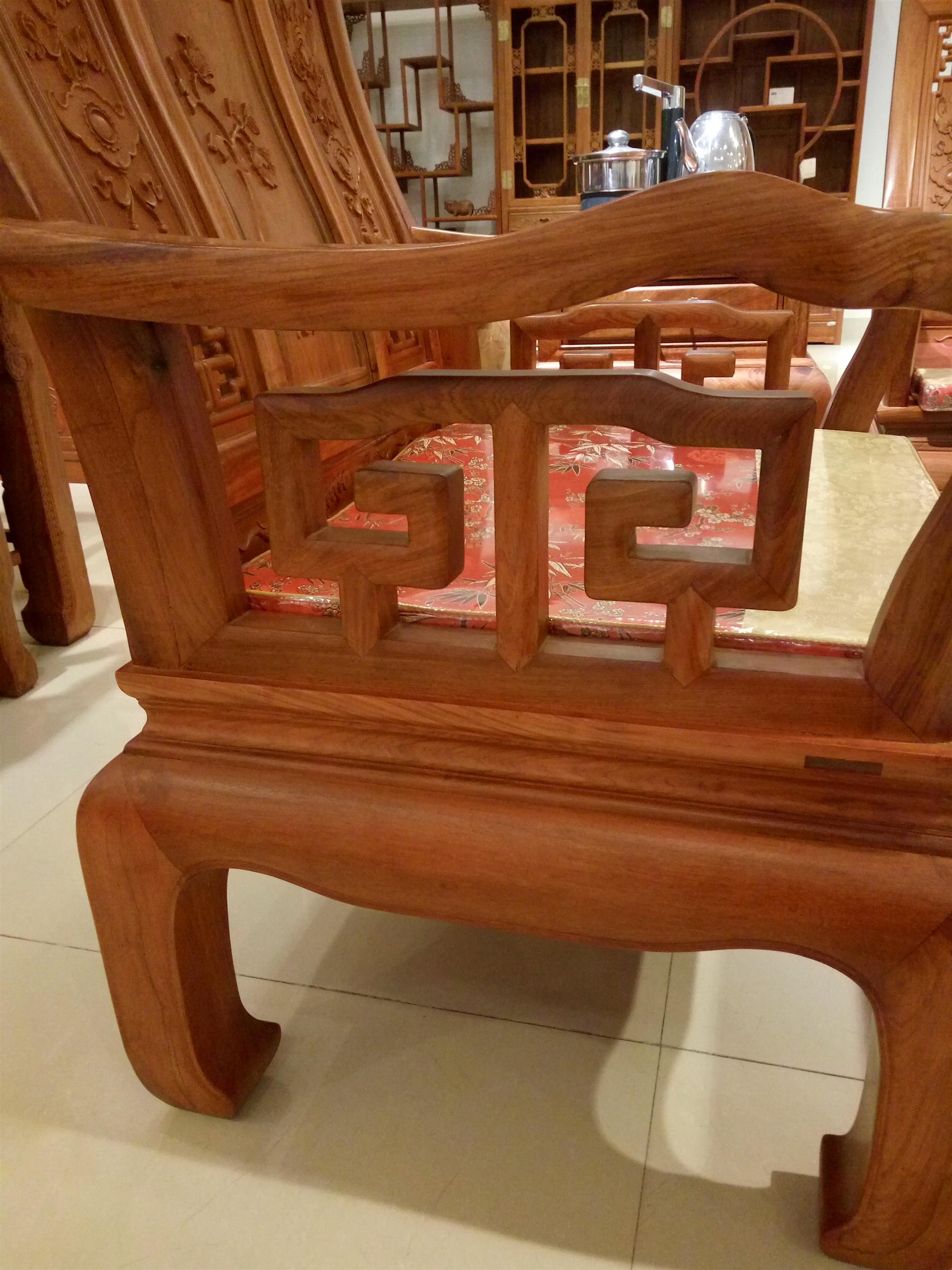 雍王府红木沙发 缅甸花梨木竹节沙发 客厅红木家具