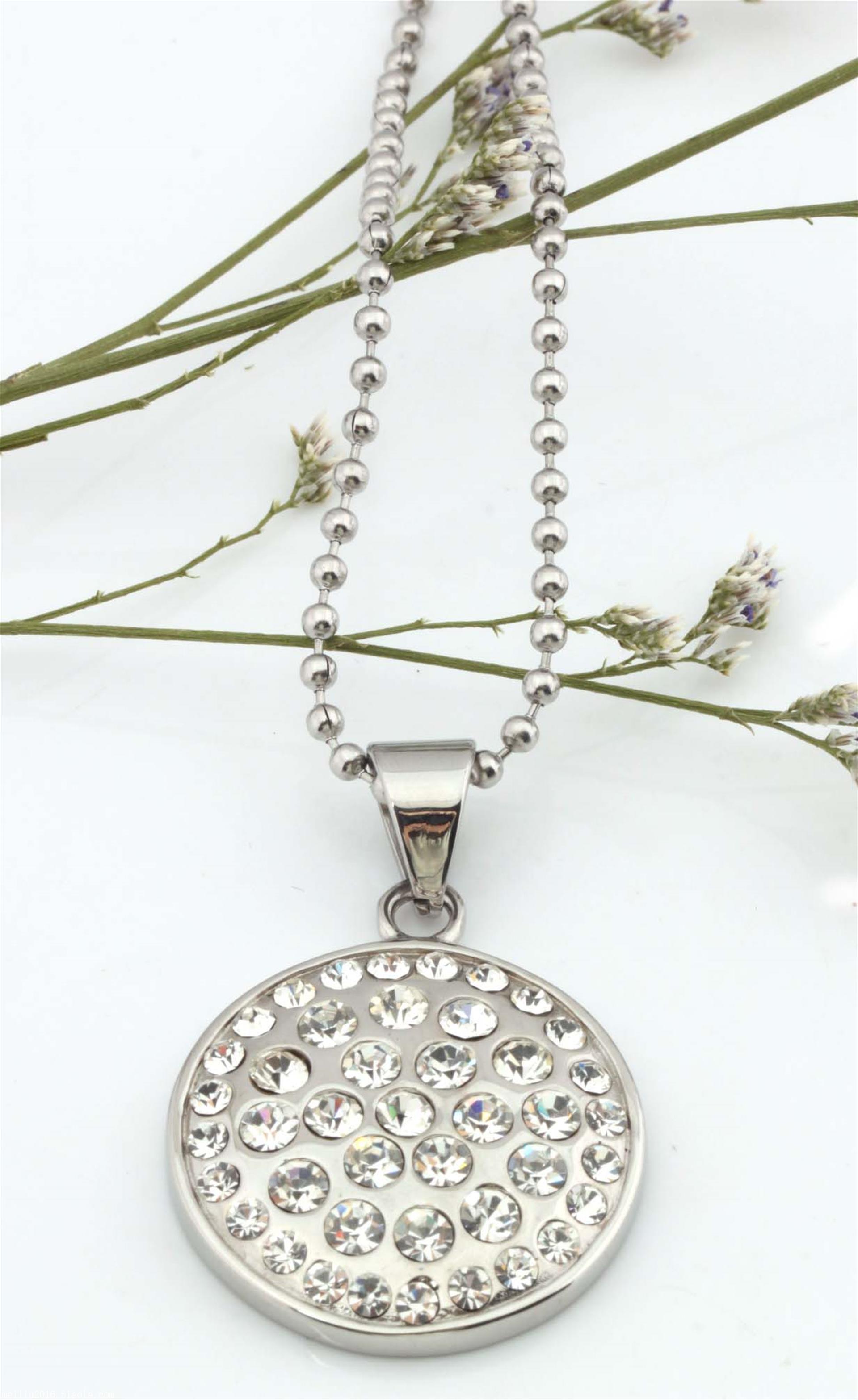 美琳不锈钢饰品 圆形镶钻长款毛衣链 欧美 毛衣链饰品定制批发