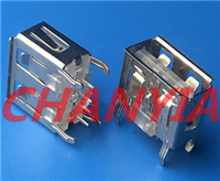 南山短体USB-AF母座透明塑胶直立式180度四脚插板DIP新S50接口