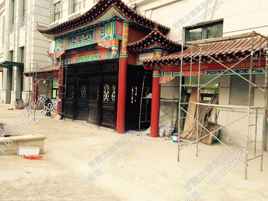 最新供应 天津仿古门脸门楼彩绘彩画2020/4/30 古建筑油漆彩绘古建筑