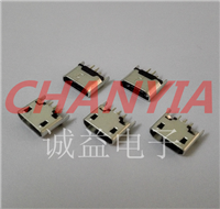 西乡立式micro USB母座BF直插180度2A电流直口平边智能血糖仪接口